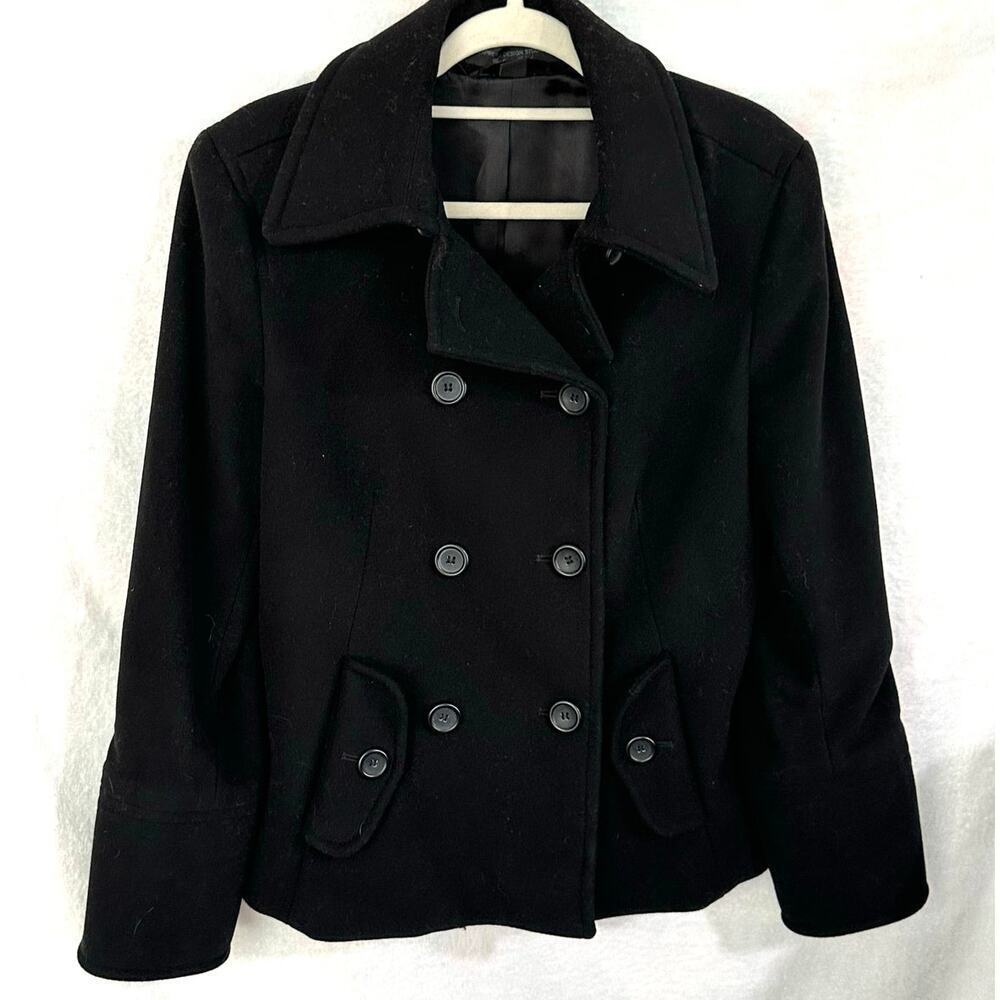 Express Design Studio Womems Wool Cashmere Dpuble Breasted Pea Coat Sz Large